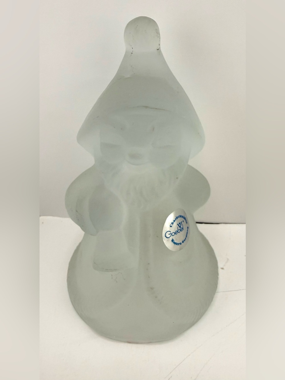 Goebel Santa Claus Gnome Frosted Glass Bell Christmas Vintage
